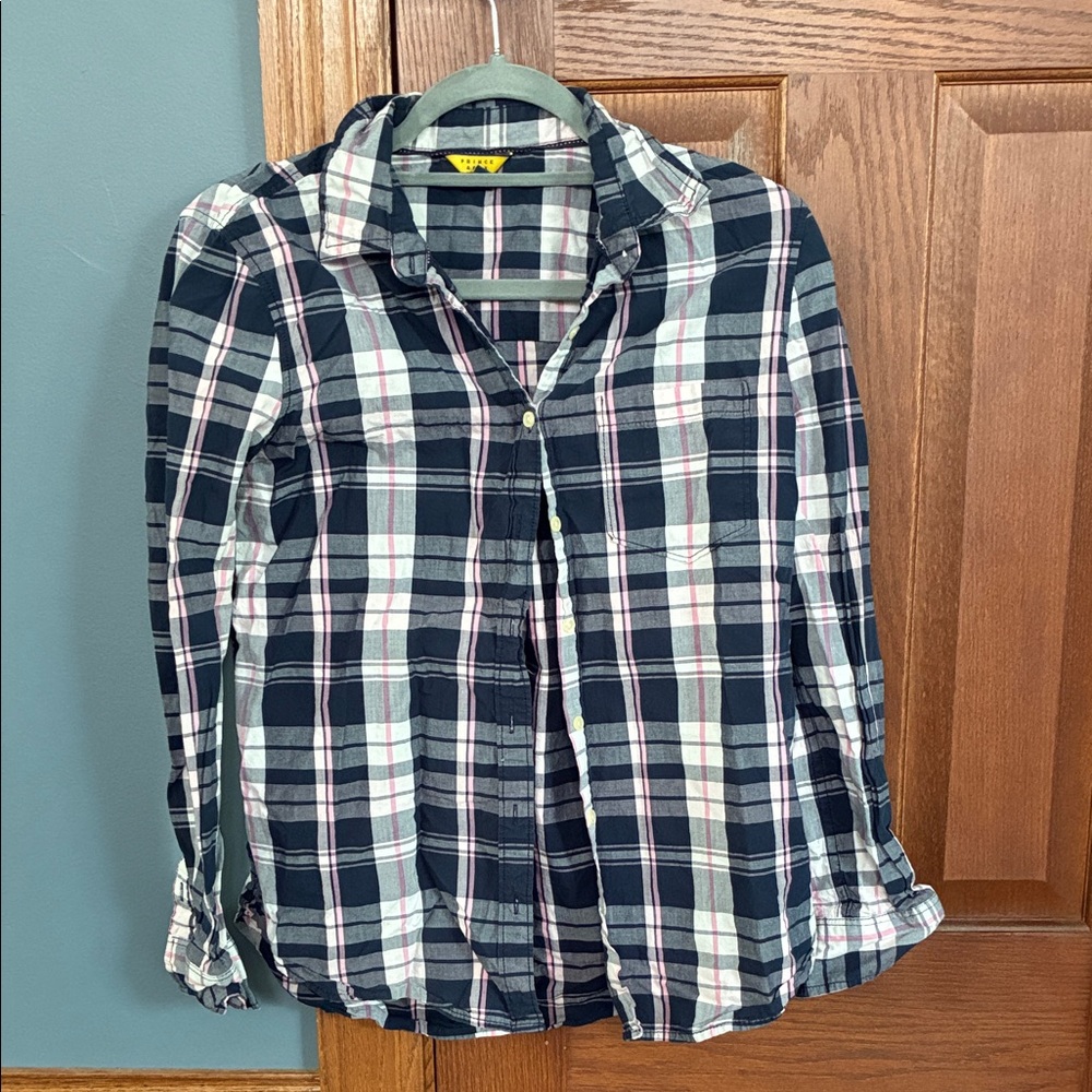 Prince & Fox Plaid Button Down Shirt - Navy, White, Pink